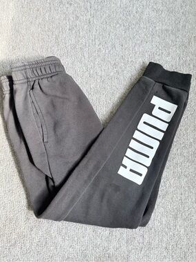 Boys PUMA Black Logo Joggers